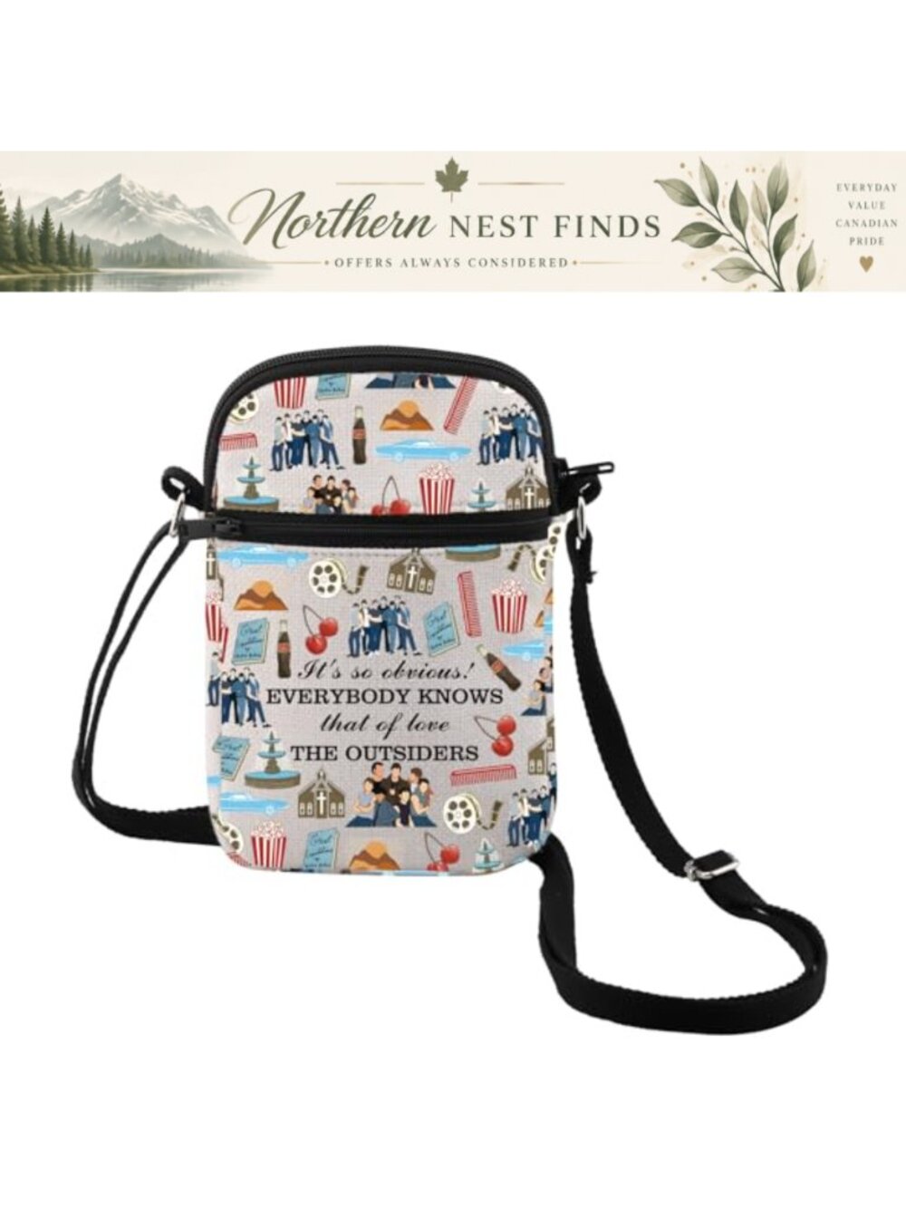 Canvas Crossbody Bag Mini Water-Resistant Broadway Musical Gift